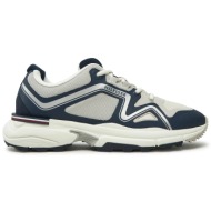  ανδρικά δερμάτινα sneakers tommy hilfiger fm0fm05344 cee μπλε γκρι