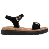  γυναικεία ανατομικά δερμάτινα πέδιλα tamaris 1-28700-44 001 μαύρο