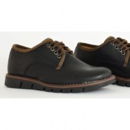  ανδρικά δερμάτινα παπούτσια nice step μαύρα δετά 772