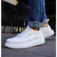  ανδρικά λευκά casual sneakers δερματίνη με scratch ch073r
