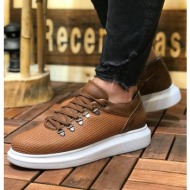  ανδρικά καφέ sneakers δερματίνη ανάγλυφο σχέδιο ch021k