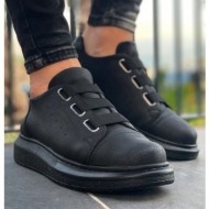  ανδρικά μαύρα casual sneakers δερματίνη ch253s
