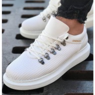  ανδρικά λευκά sneakers δερματίνη ανάγλυφο σχέδιο ch021l