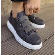  ανδρικά ανθρακί casual sneakers δερματίνη ch253a