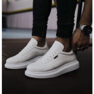  ανδρικά λευκά sneakers δερματίνη ανάγλυφο σχέδιο 0422020w