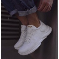  ανδρικά λευκά sneakers δερματίνη ανάγλυφη σόλα 0652020w