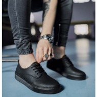  ανδρικά μαύρα casual sneakers δερματίνη με κορδόνια 0772020bt