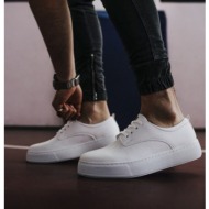  ανδρικά λευκά casual sneakers δερματίνη με κορδόνια 0772020w