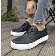  ανδρικά μαύρα casual παπούτσια δερματίνη ch005