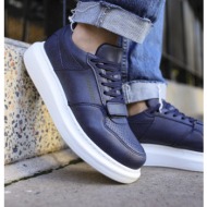  ανδρικά μπλε casual sneakers δερματίνη με scratch ch073l