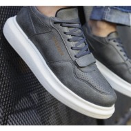  ανδρικά ανθρακί casual sneakers δερματίνη με scratch ch073g