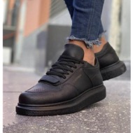  ανδρικά μαύρα casual sneakers δερματίνη με scratch ch073m