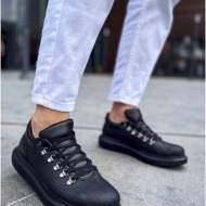  ανδρικά μαύρα sneakers δερματίνη ανάγλυφο σχέδιο ch021m