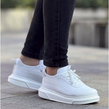 ανδρικά λευκά sneakers με λαστιχένια