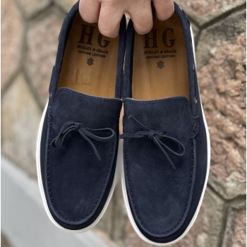 huxley and grace ανδρικά μπλε δερμάτινα