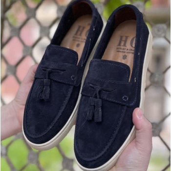 huxley and grace ανδρικά μπλε δερμάτινα