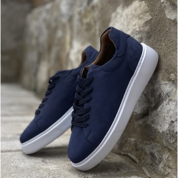 ανδρικά μπλε δερμάτινα casual sneakers