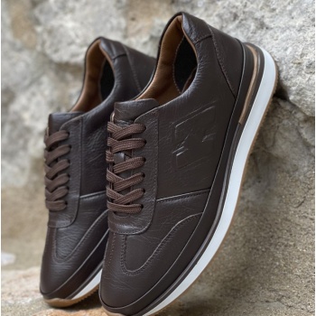ανδρικά καφέ δερμάτινα casual sneakers