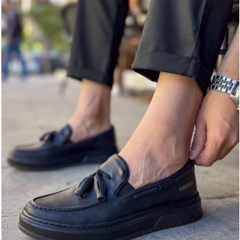 ανδρικό μαύρο casual παπούτσι δερματίνη