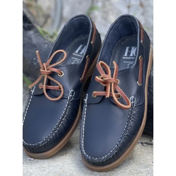 ανδρικά μπλε δερμάτινα boat παπούτσια