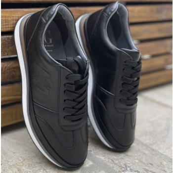ανδρικά μαύρα δερμάτινα casual sneakers