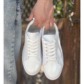 ανδρικά λευκά δερμάτινα casual sneakers