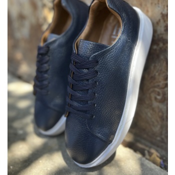 ανδρικά μπλε δερμάτινα casual sneakers