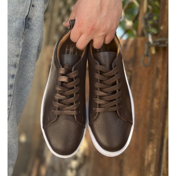 ανδρικά καφέ δερμάτινα casual sneakers