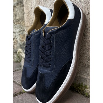 ανδρικά μπλε δερμάτινα sneakers με