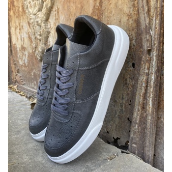 ανδρικά ανθρακί sneakers δερματίνη