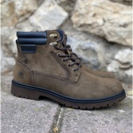 μποτάκια ανδρικά καφέ αρβυλάκια από δερματίνη με κορδόνια el0899