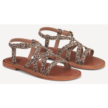 δερμάτινα πέδιλα με λεοπάρ μοτίβο και