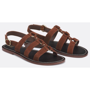 φλατ δερμάτινα σανδάλια