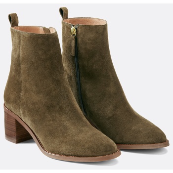 δερμάτινα μποτάκια με φαρδύ τακούνι