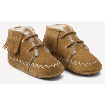 ζεστές δερμάτινες παντόφλες με κρόσσια