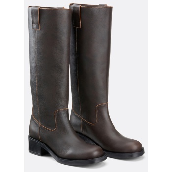 δερμάτινες μπότες ίσιες με στυλ biker