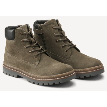 δερμάτινα μποτάκια με φερμουάρ και