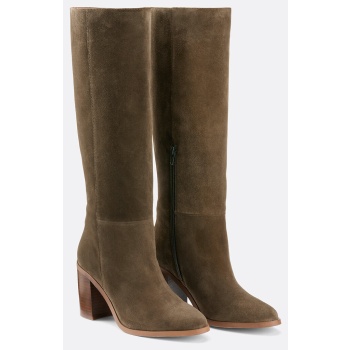 μπότες από nubuck με φαρδύ τακούνι