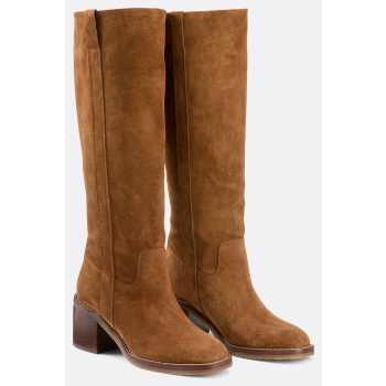 μπότες από nubuck με φαρδύ τακούνι