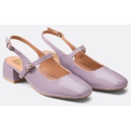  μπαλαρίνες λουστρίνι με λουράκι και μικρό τακούνι