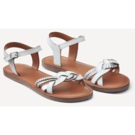  χρυσαφί δερμάτινα πέδιλα σε σχέδιο πλεξίδα