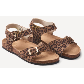 δερμάτινα σανδάλια λεοπάρ με διπλή