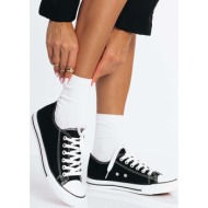  μαύρα πάνινα sneakers με λευκά κορδόνια