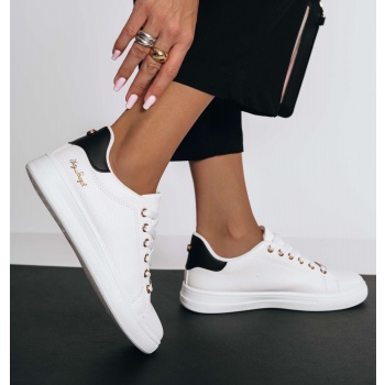λευκά sneakers με pattern και χρυσή σε προσφορά
