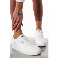  λευκά/ασημί ματ sneakers σε συνδυασμό χρωμάτων