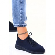  μπλε sneakers τύπου κάλτσα με κορδόνια