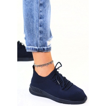 μπλε sneakers τύπου κάλτσα με κορδόνια σε προσφορά