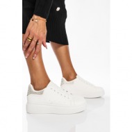  λευκά/ασημί sneakers oversized με στρας στο πίσω μέρος
