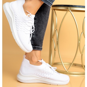 λευκά sneakers σε κάλτσα με κορδόνια σε προσφορά