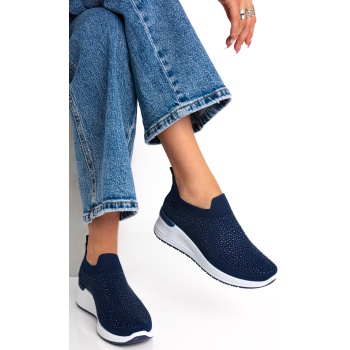 μπλε sneakers σε κάλτσα με στρας σε προσφορά